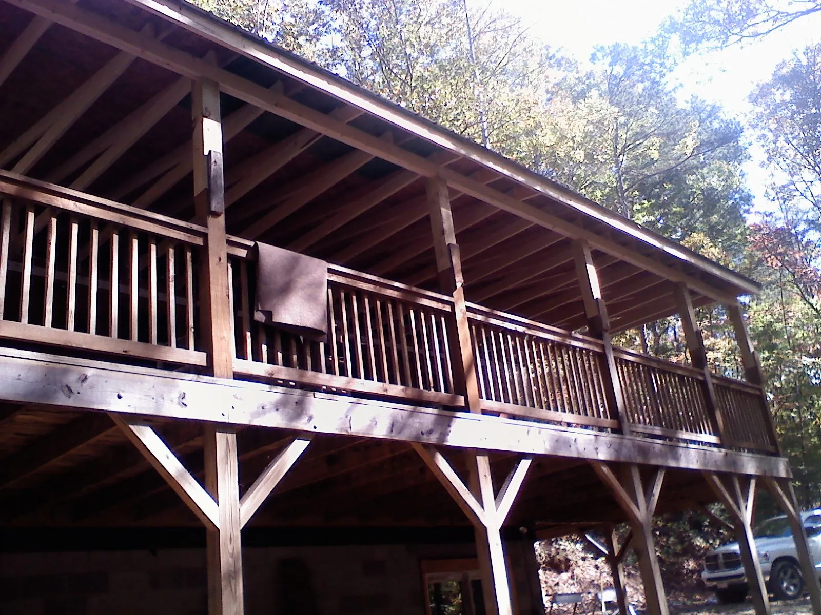 Timber framing under a new elevated porch and deck — Roof Leak Repair in Juniata by Roofing Brothers